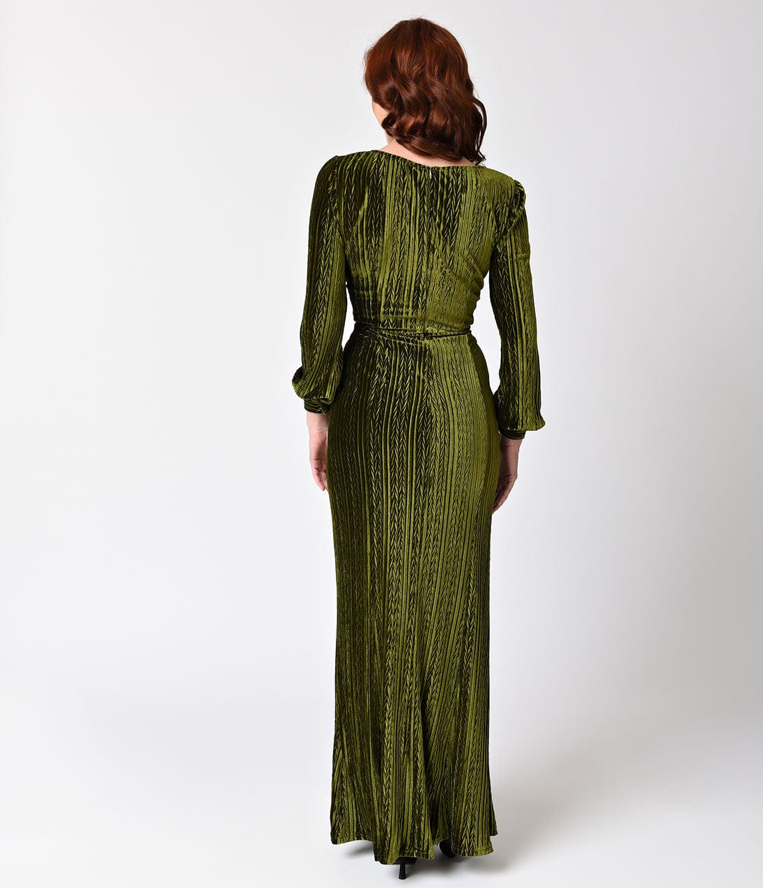 unique vintage green velvet dress