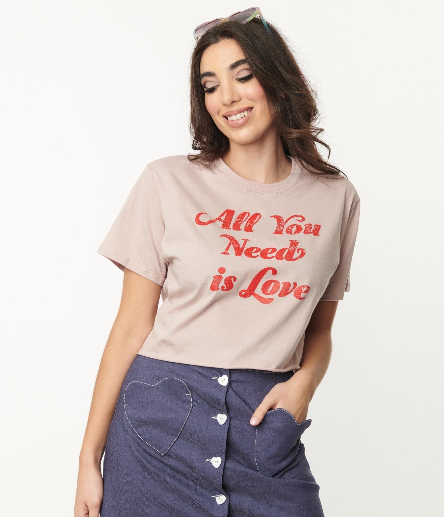 

All You Need Is Love Graphic Crop Top