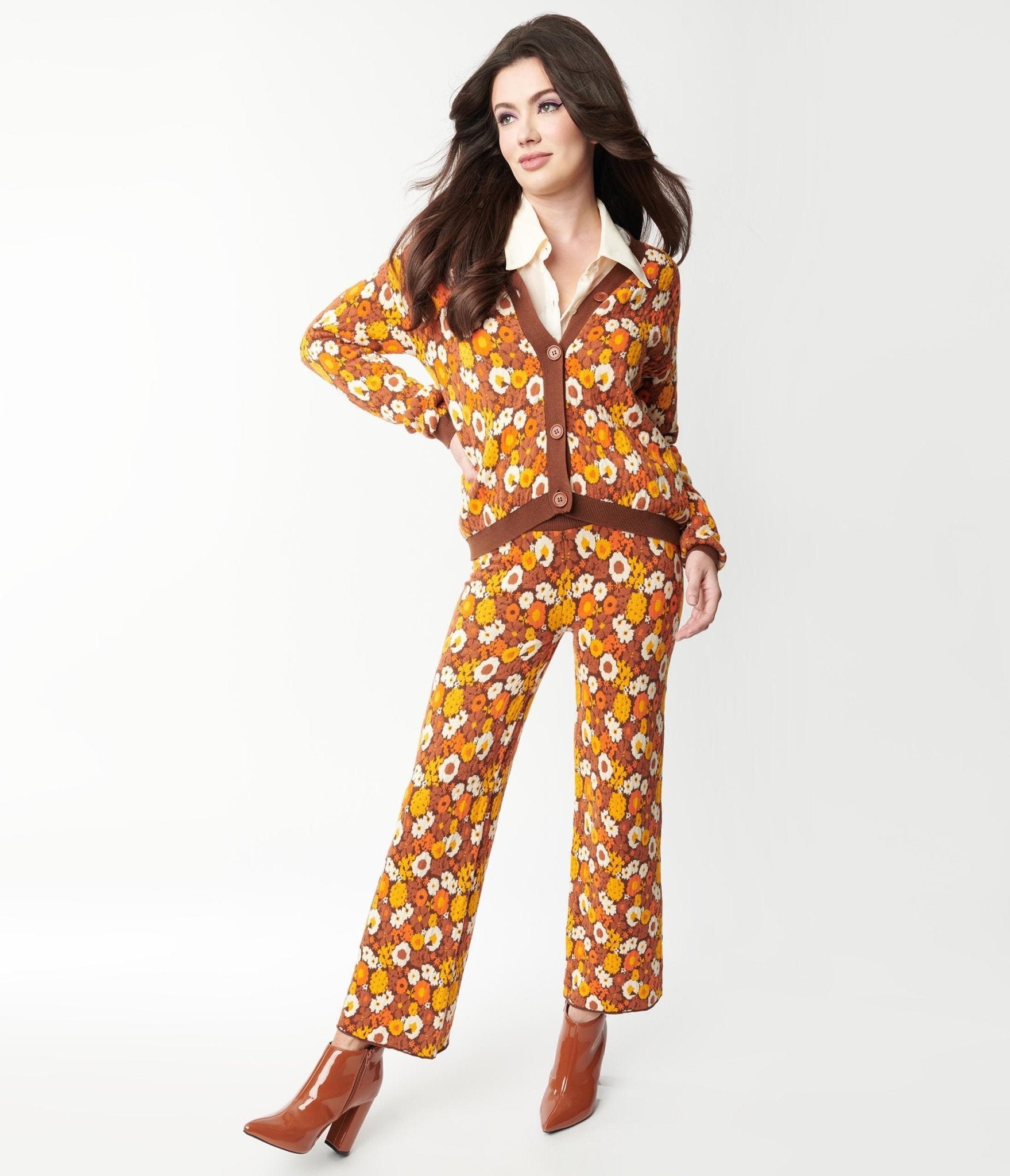 

Autumn Floral Knit Pants