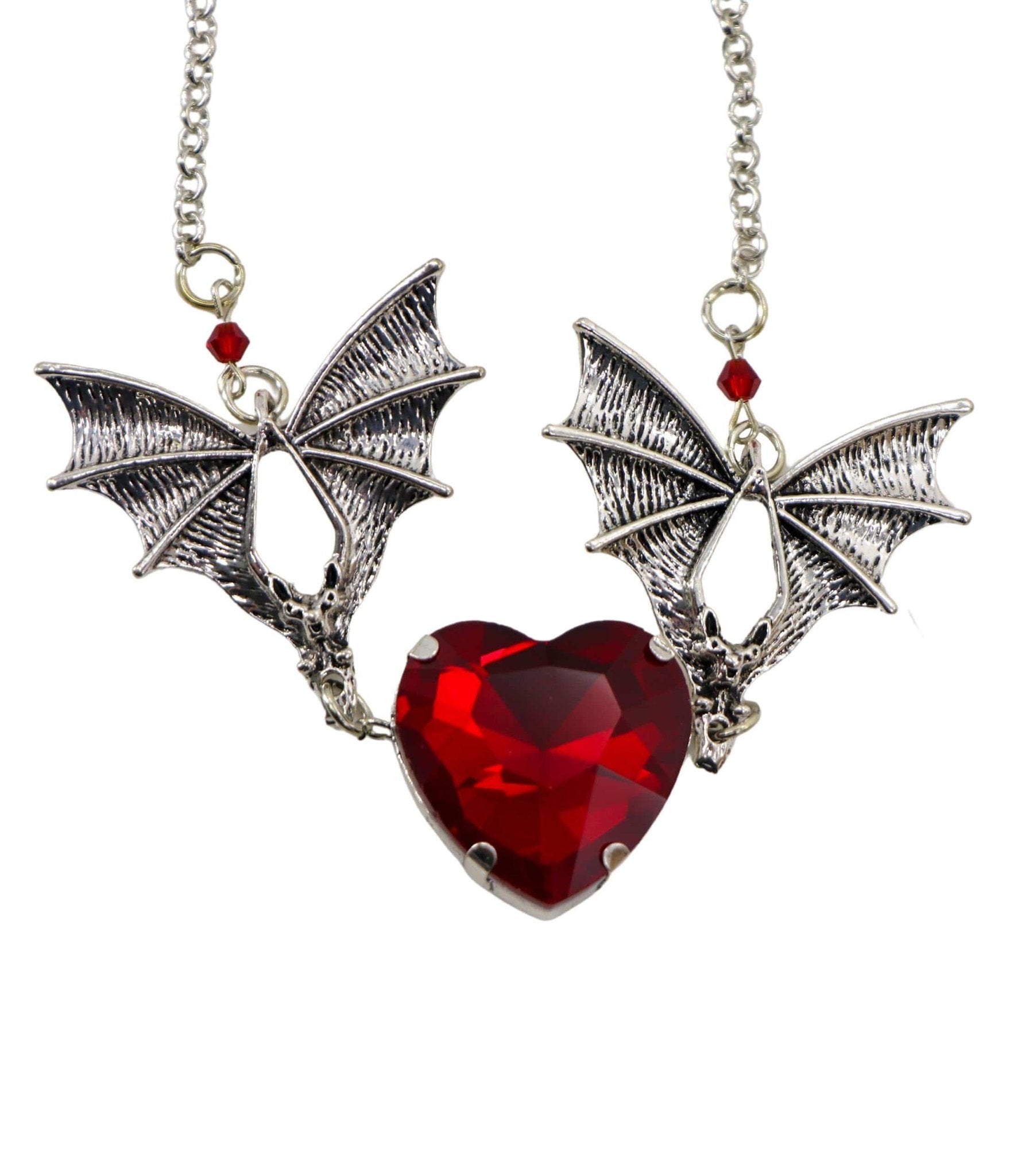 Image of Bat & Red Heart Necklace