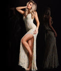Sophisticated Slit Beaded Sheath Corset Waistline Sleeveless Sheath Dress/Evening Dress