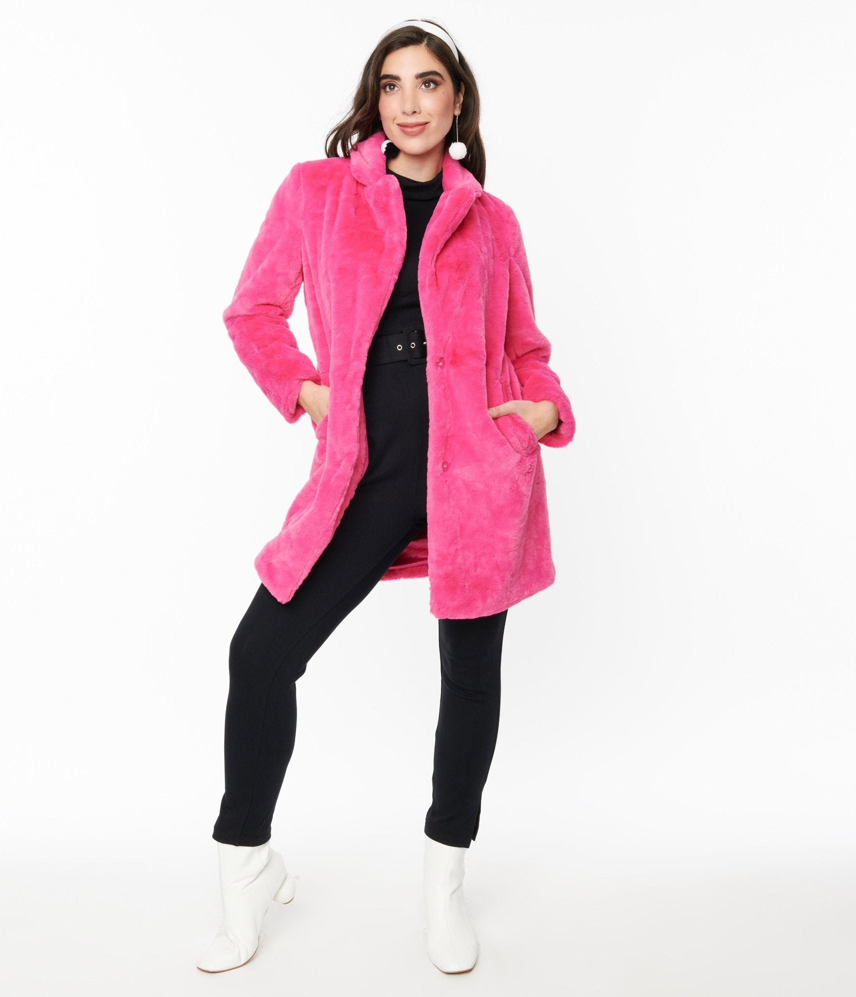 

Berry Pink Fur Long Coat
