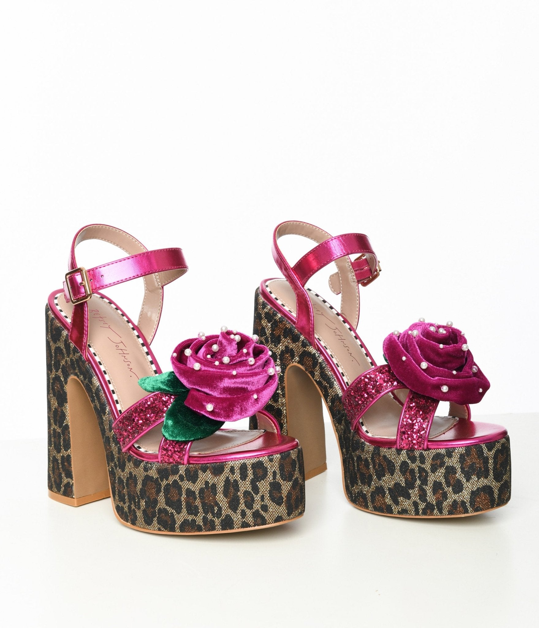 

Betsey Johnson Leopard & Purple Rosette Platforms