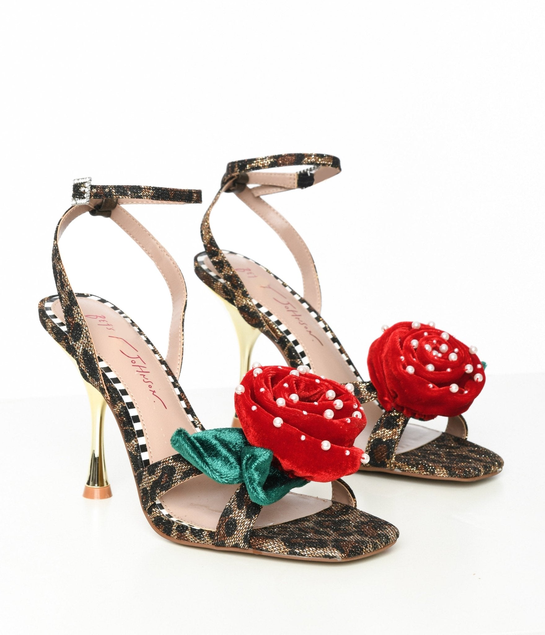 

Betsey Johnson Leopard & Rosette Peep Toe Heels