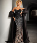 Sophisticated Strapless Off the Shoulder Sleeveless Sweetheart Floor Length General Print Beaded Fitted Evening Dress