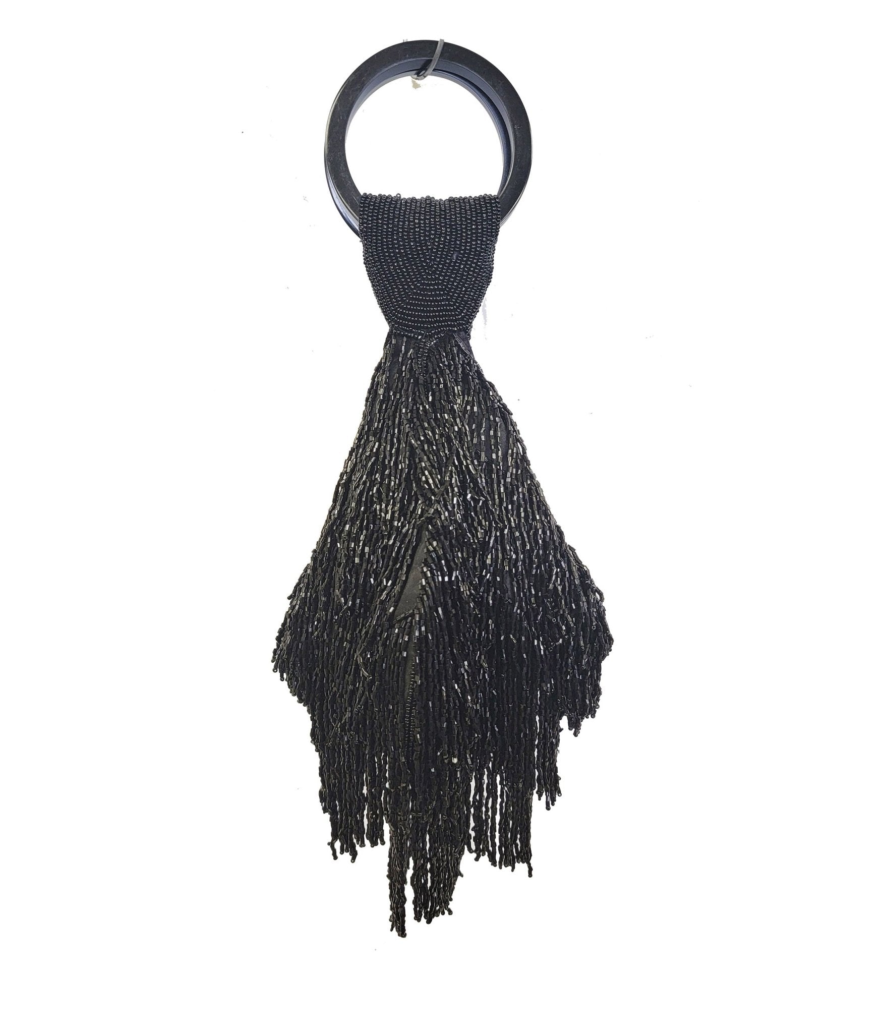 

1920S Black Beaded Fringe Wristlet