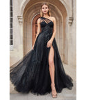 A-line Embroidered Applique Back Zipper Illusion Sheer Asymmetric Slit Floral Print Sweetheart One Shoulder Corset Waistline Evening Dress