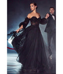 Strapless Sweetheart Corset Waistline Off the Shoulder Glittering Gathered Sheer Prom Dress