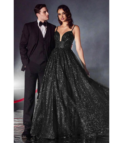 Cinderella Divine Plus Size Black Glitter Bodice & Tulle Prom Ball Gow –  Unique Vintage