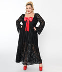 Back Zipper Bell Sleeves Lace Maxi Dress With a Bow(s)