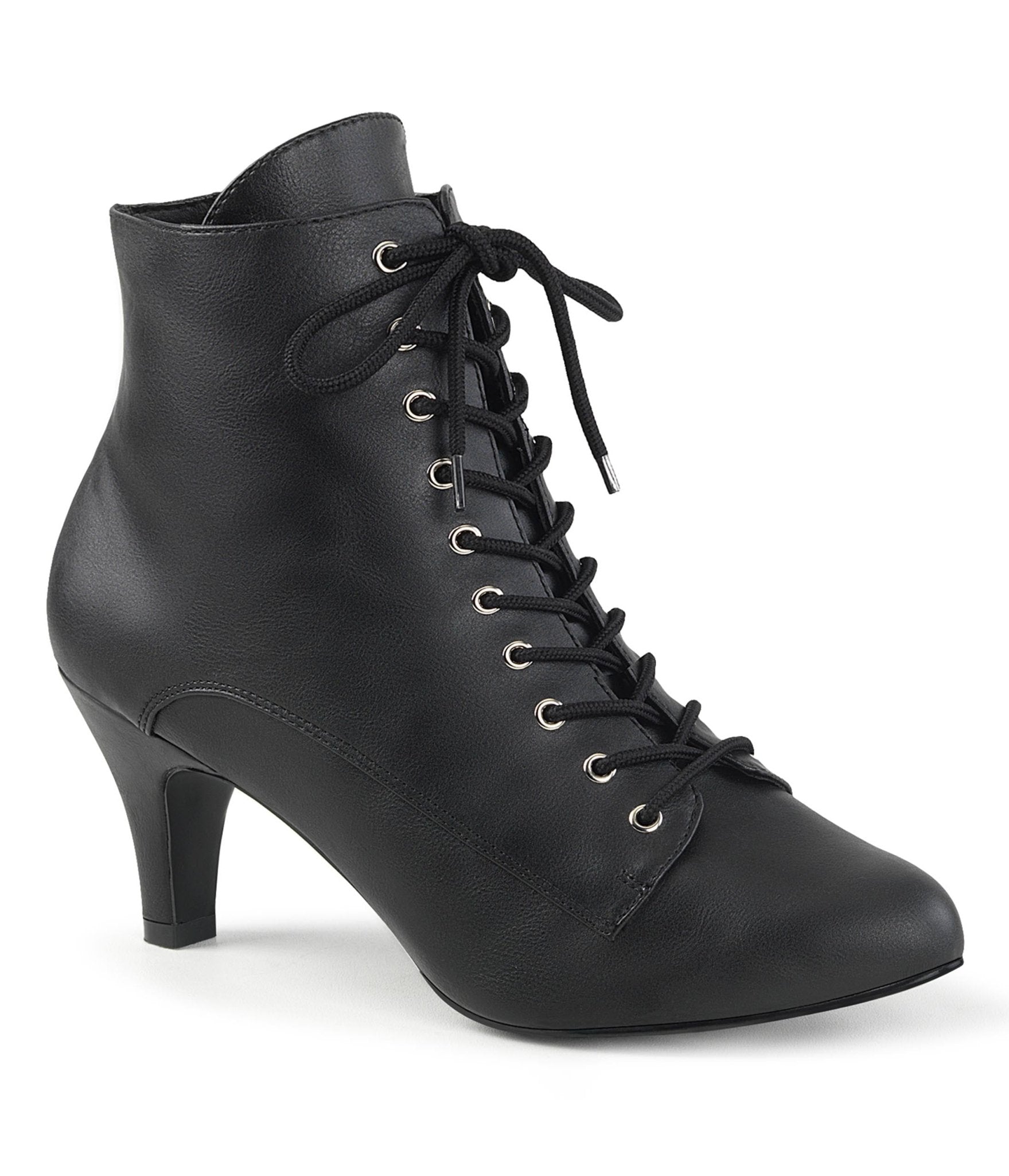 

Black Leatherette Heeled Ankle Boots