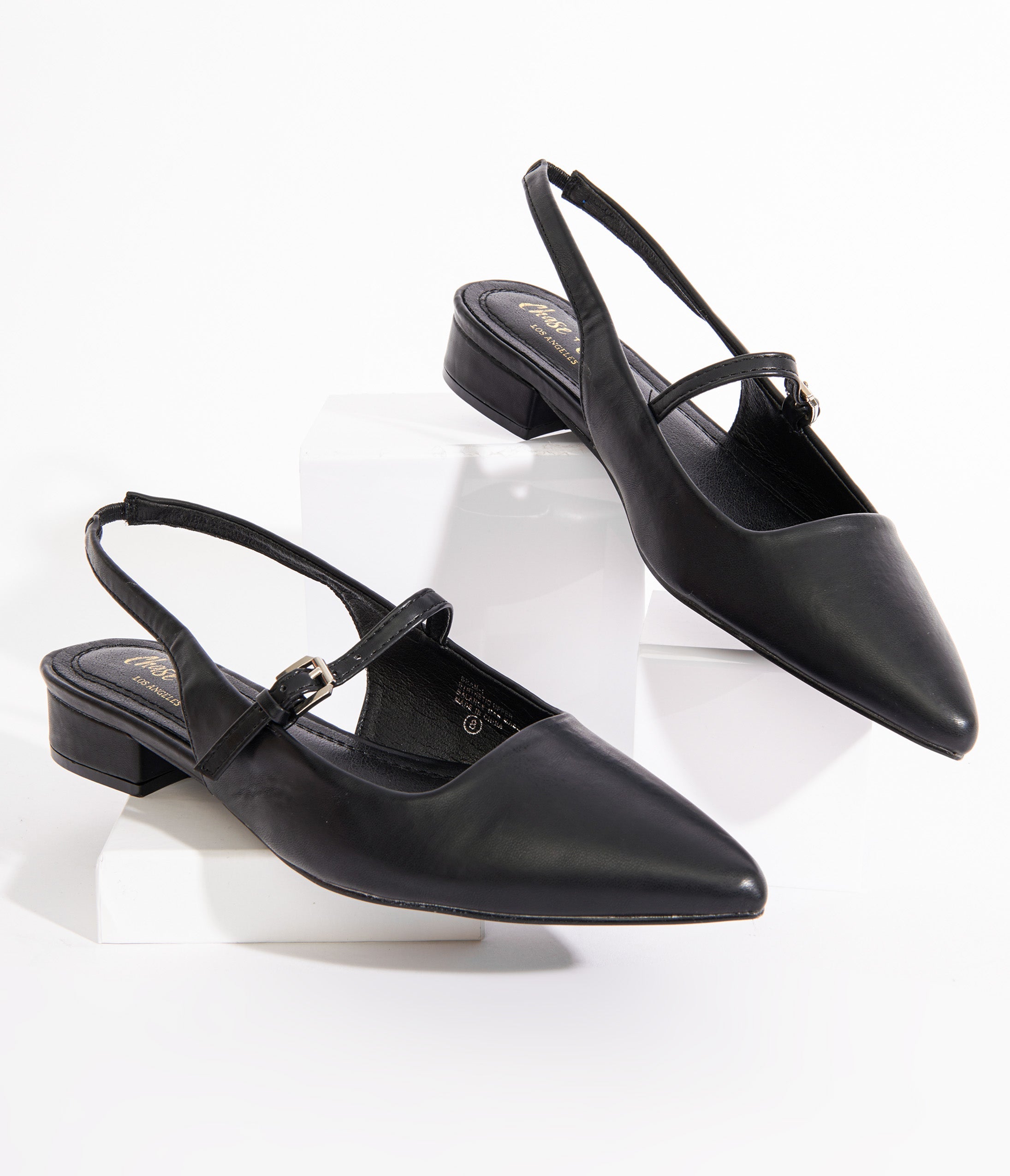 

Black Leatherette Slingback Mary Jane Flats