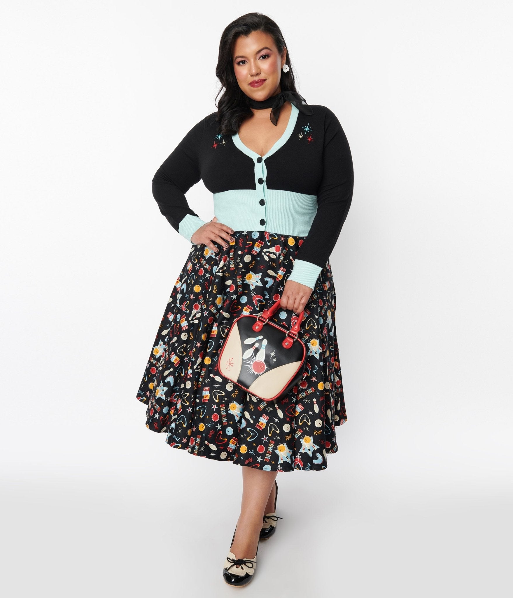 

Black Let's Go Bowling Swing Skirt