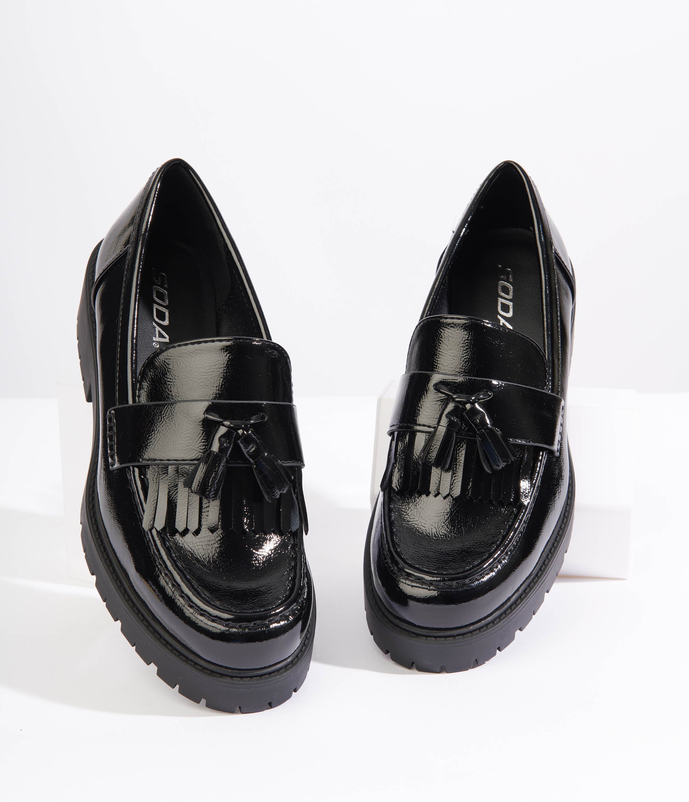 

Black Patent Leatherette Chunky Loafers