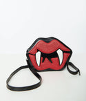 Patent Leatherette Glitter Vampire Mouth Crossbody Bag