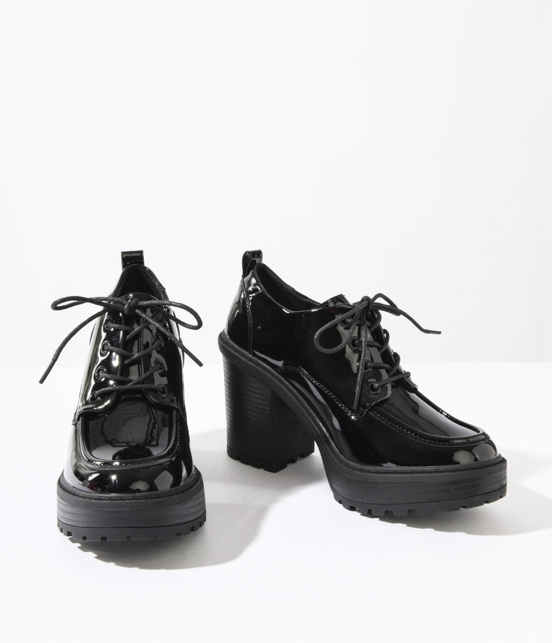 

Black Patent Leatherette Platform Oxford Heels
