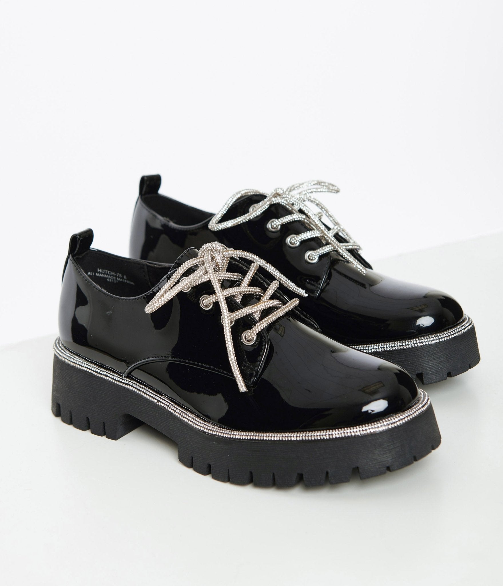 

Black Patent Leatherette Platform Oxford Shoes