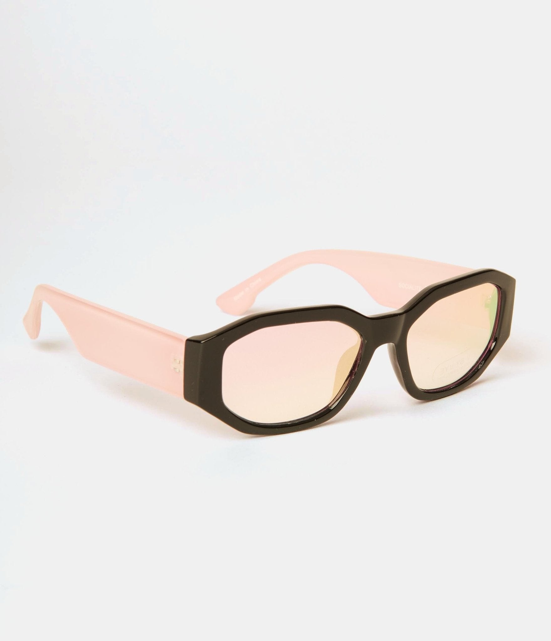 

Black & Pink Geometric Oval Sunglasses