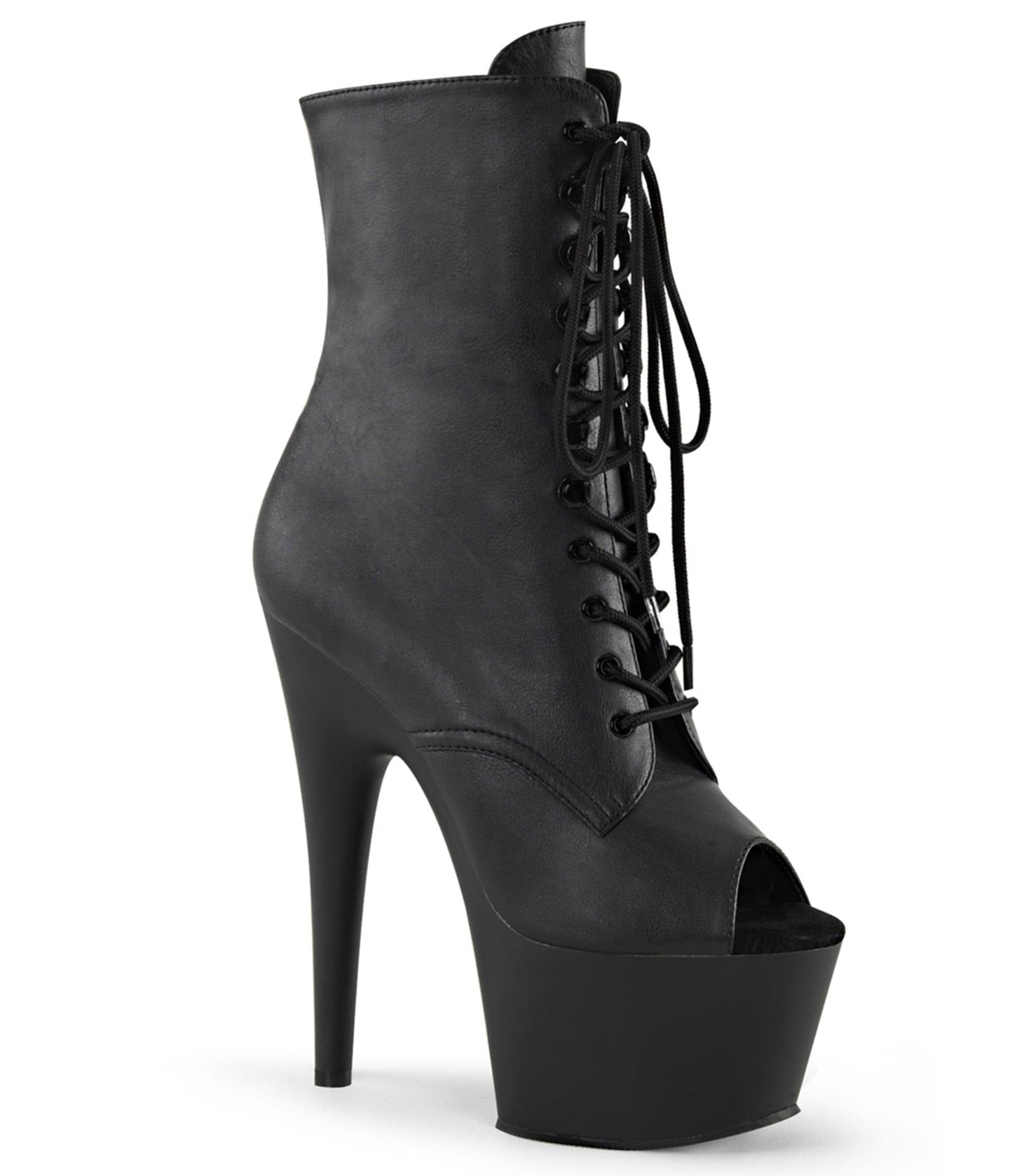 Image of Black Platform Peep Toe Ankle Boot