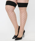 Womens Polka Dot Footed Thigh High  Stockings by Pamela Mann