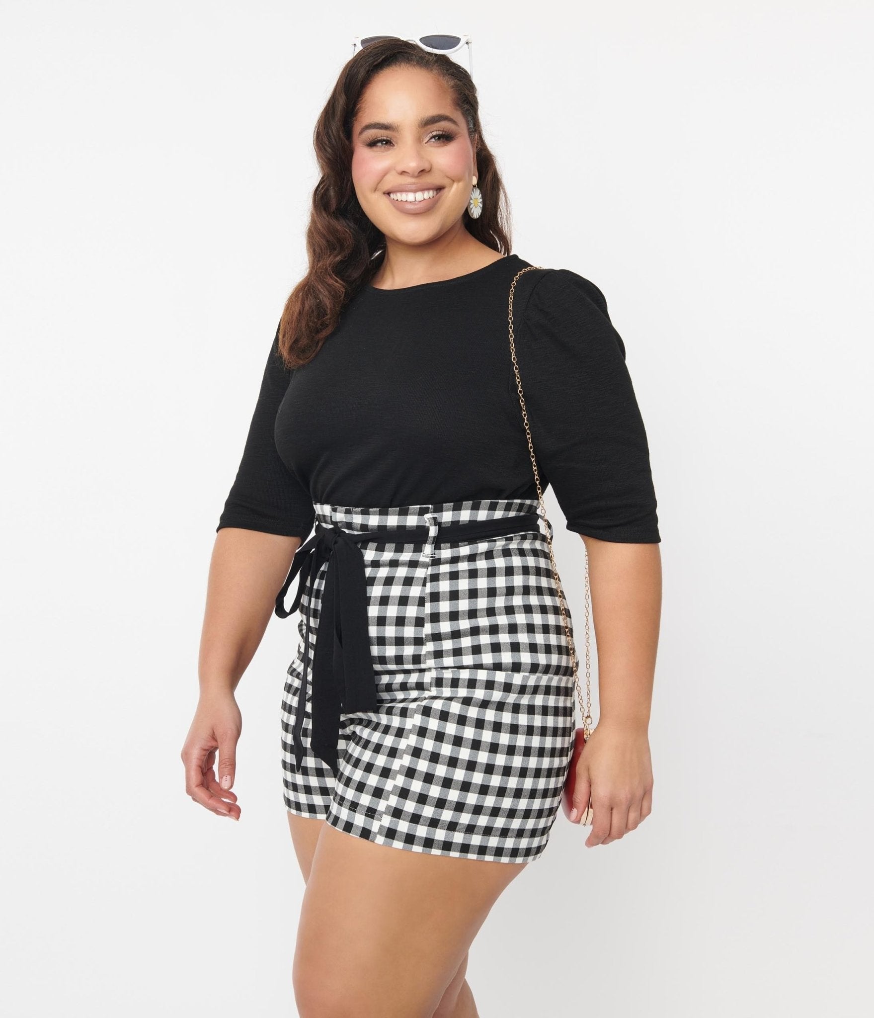 Unique Vintage Plus Size Black Gingham Ginger Pants