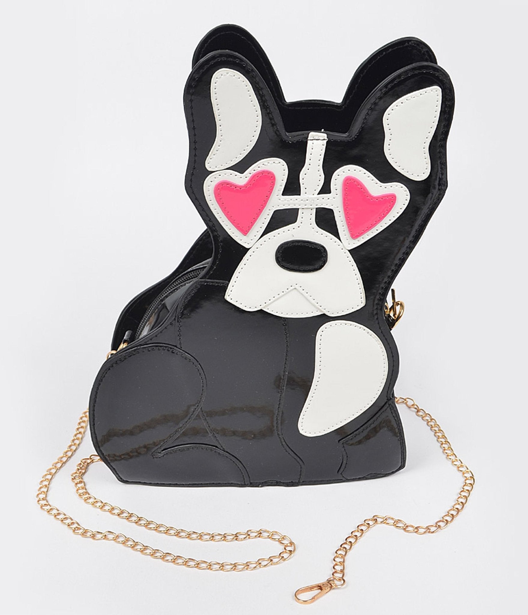 

Black Puppy Leatherette Crossbody Bag