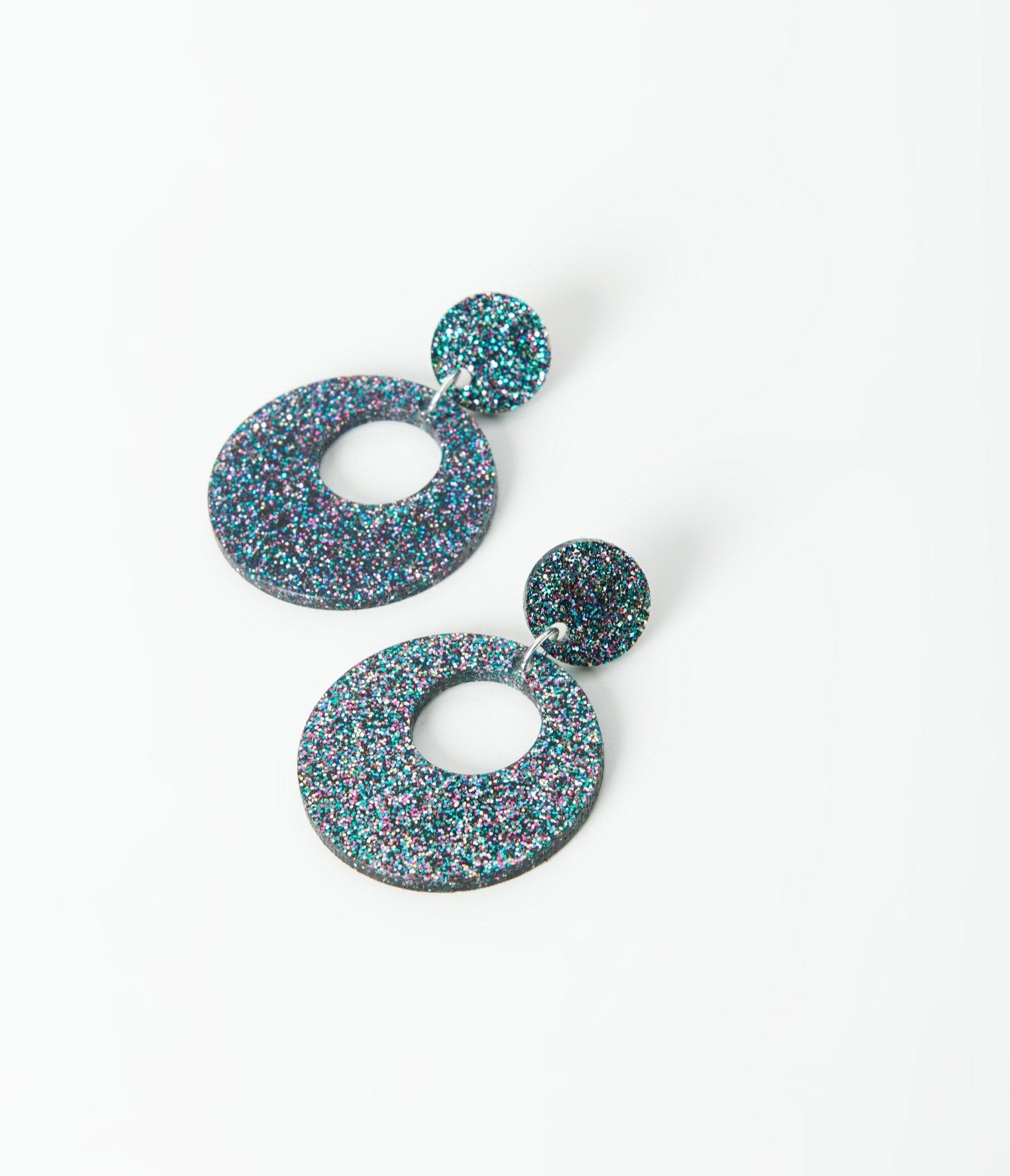 

Black & Rainbow Glitter Acrylic Go Go Earrings