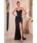 Sweetheart Open-Back Fitted Slit Satin Floor Length Sleeveless Spaghetti Strap Corset Waistline Evening Dress with a Brush/Sweep Train