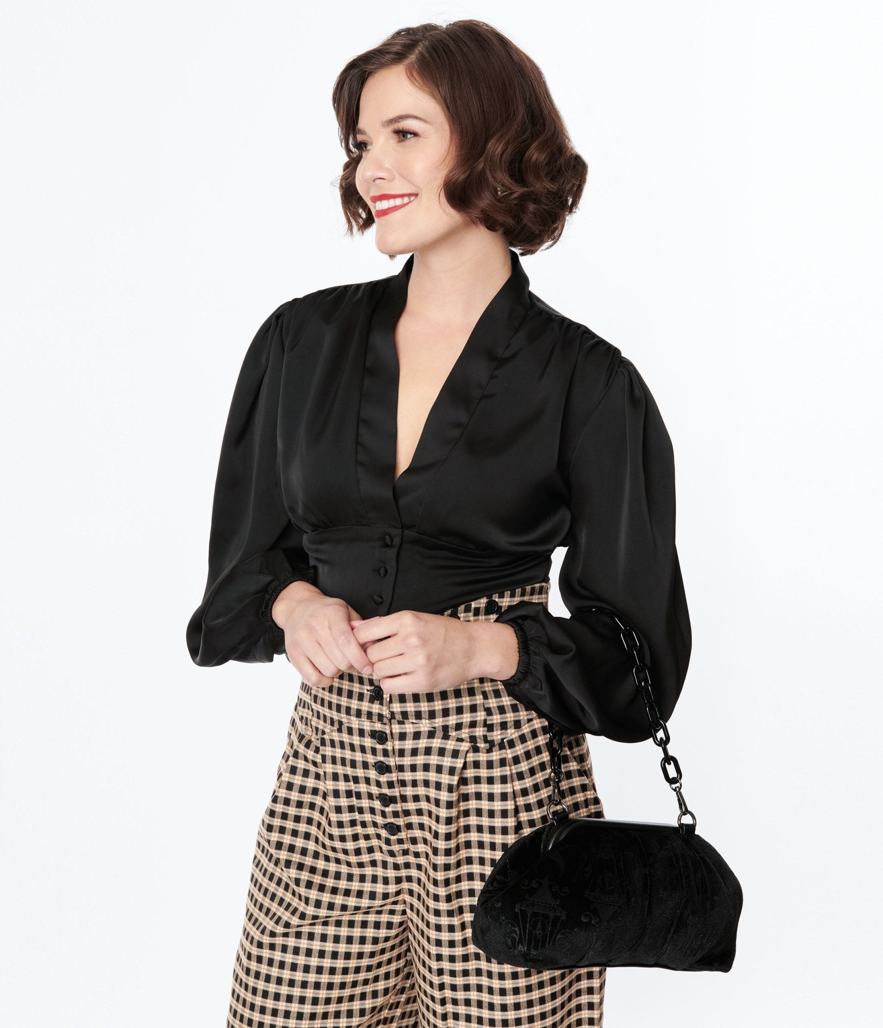 

Black Satin Long Sleeve Blouse