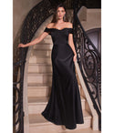 A-line Vintage Satin Straight Neck Off the Shoulder Prom Dress