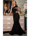 Mermaid Sequined Off the Shoulder One Shoulder Prom Dress with a Brush/Sweep Train