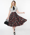 & Skull Rose Swing Skirt