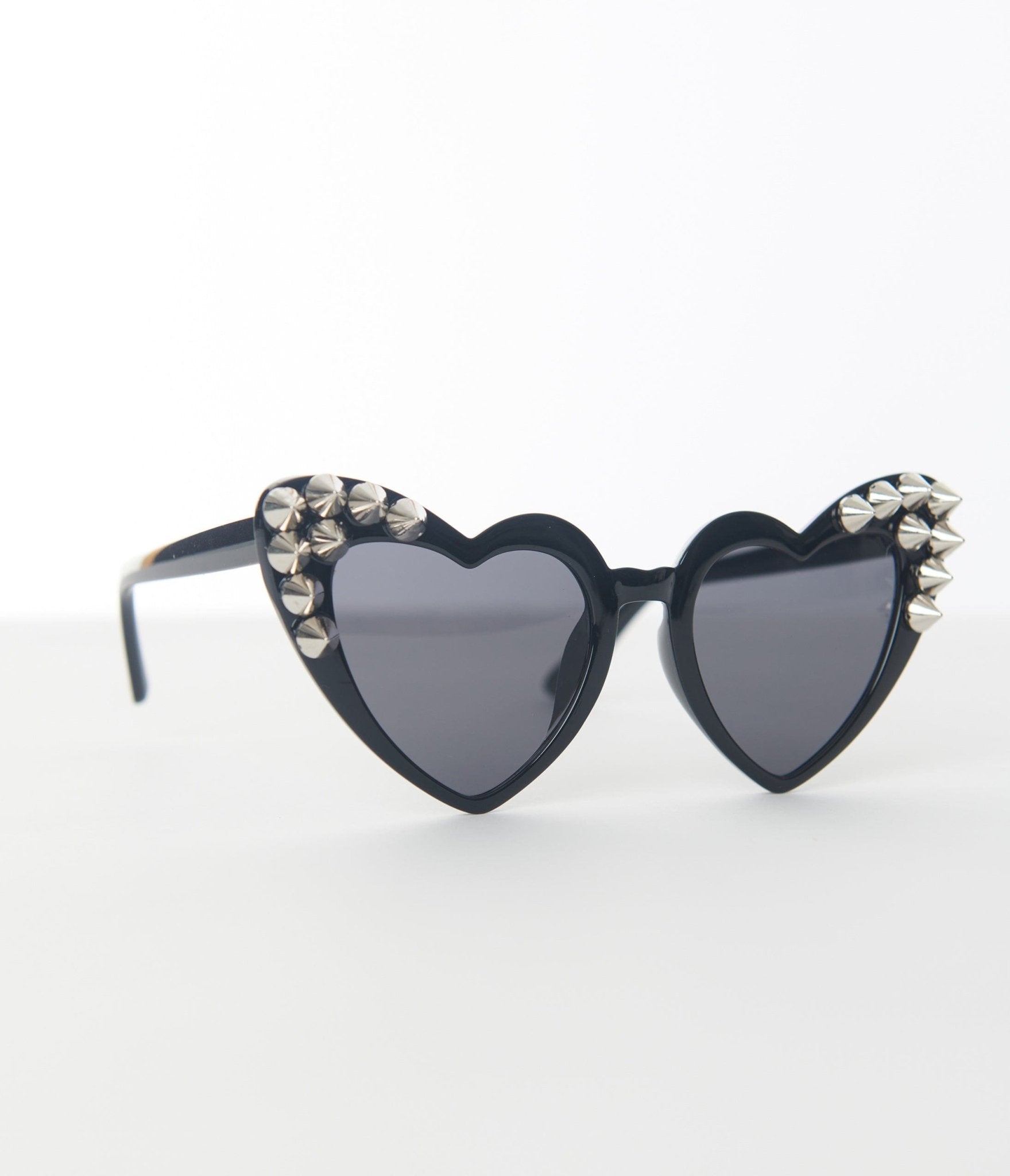 Image of Black Studded Cat Eye Heart Sunglasses