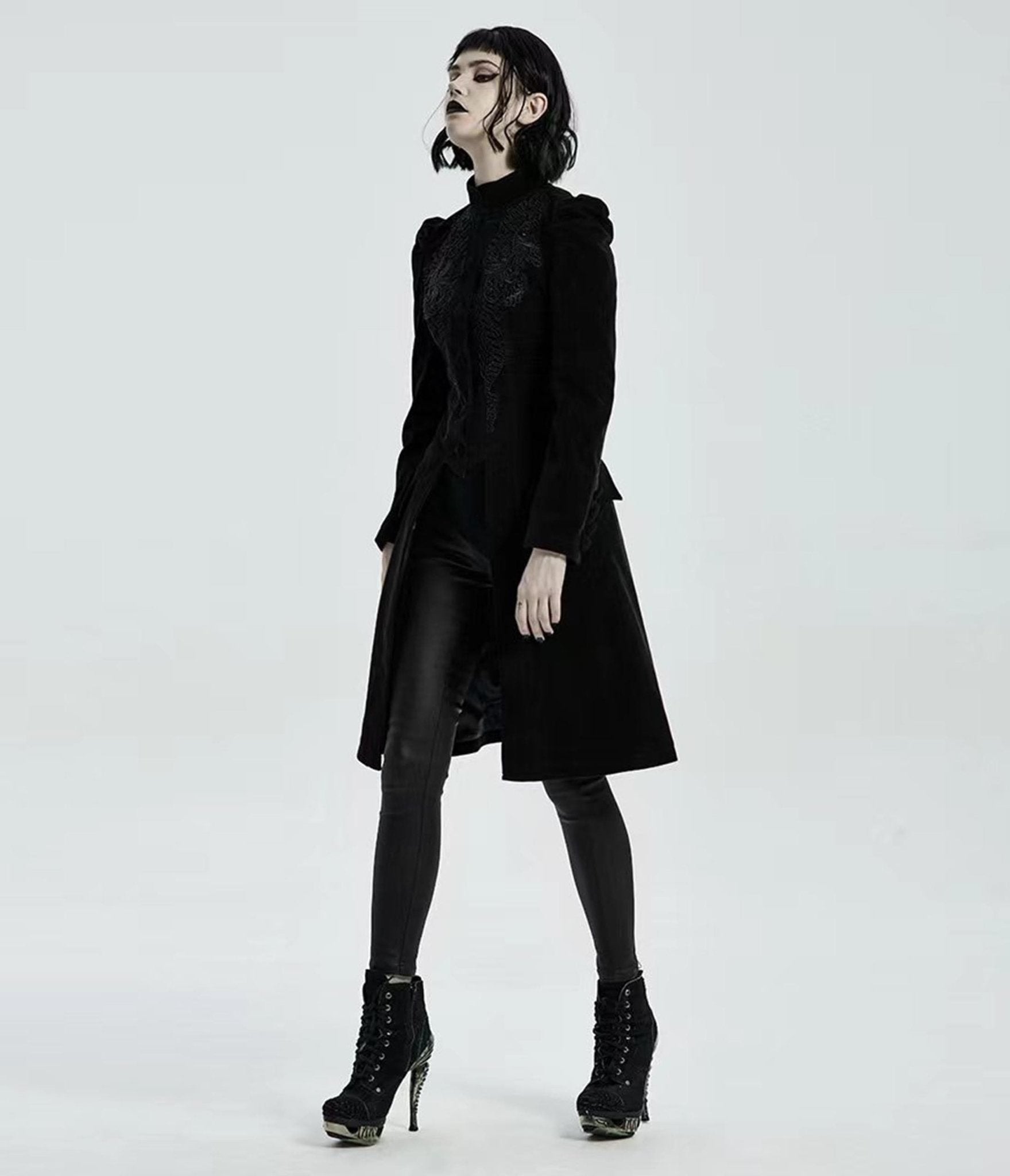 

Black Velvet Gothic Lace Long Coat