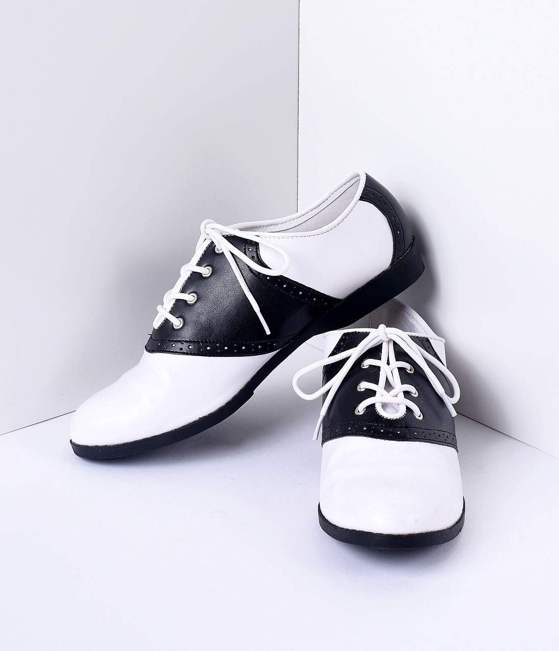 

Black & White Classic Lace Up Saddle Shoes