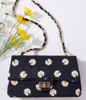 Black & Daisy Dual Chain Handbag
