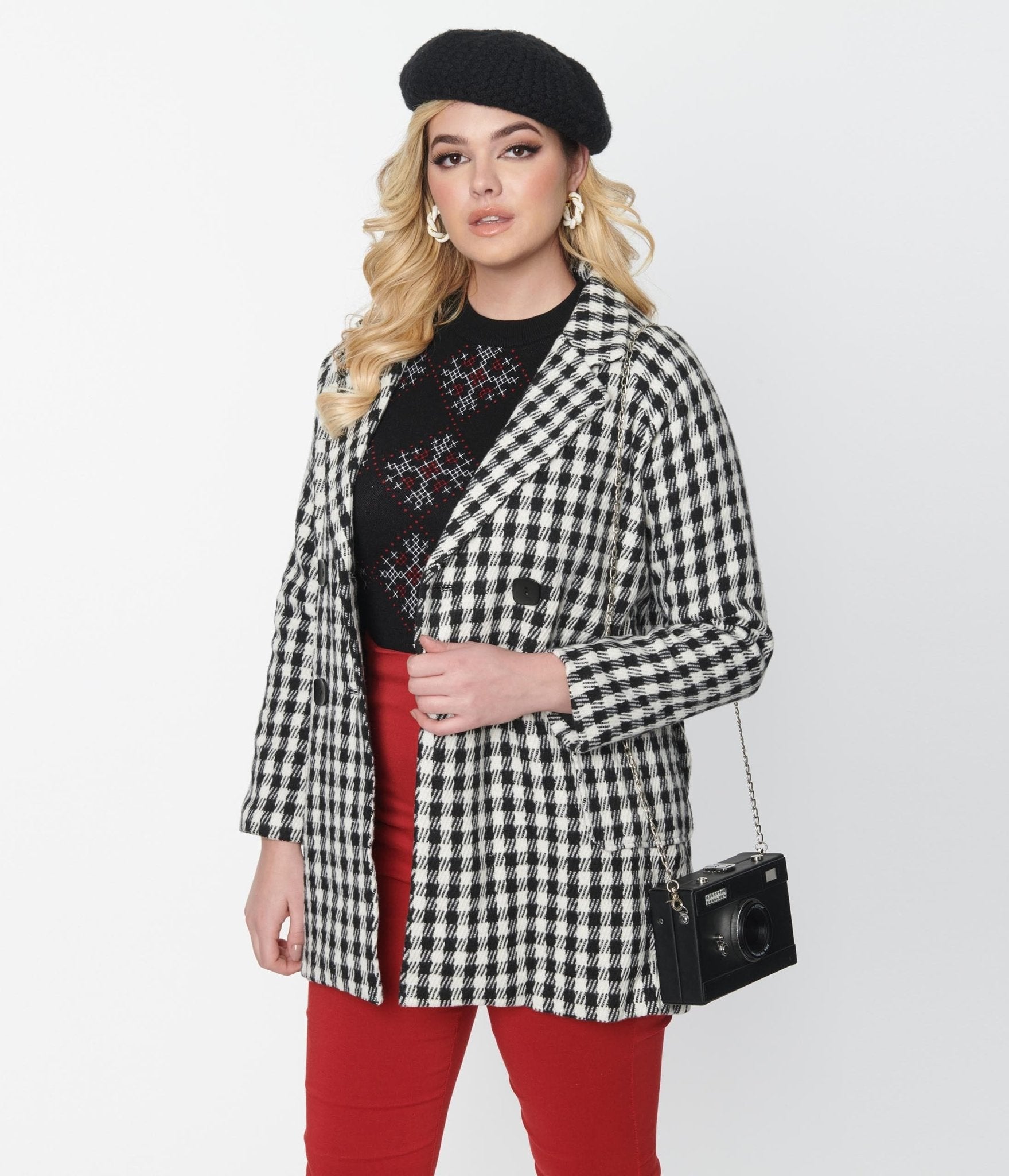 

Black & White Gingham Peacoat