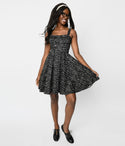 Sweetheart Self Tie Pocketed Fitted Back Zipper Fit-and-Flare General Print Dress