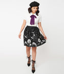 Black & Moon Child Print Flare Skirt