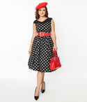 Swing-Skirt Polka Dots Print Cotton Dress