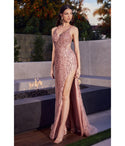 Sexy Plunging Neck Slit Sequined Cutout Prom Dress