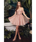 A-line Draped Open-Back Sheer Tulle Flutter Sleeves Short Basque Corset Waistline Dress by Cinderella Divine Moto