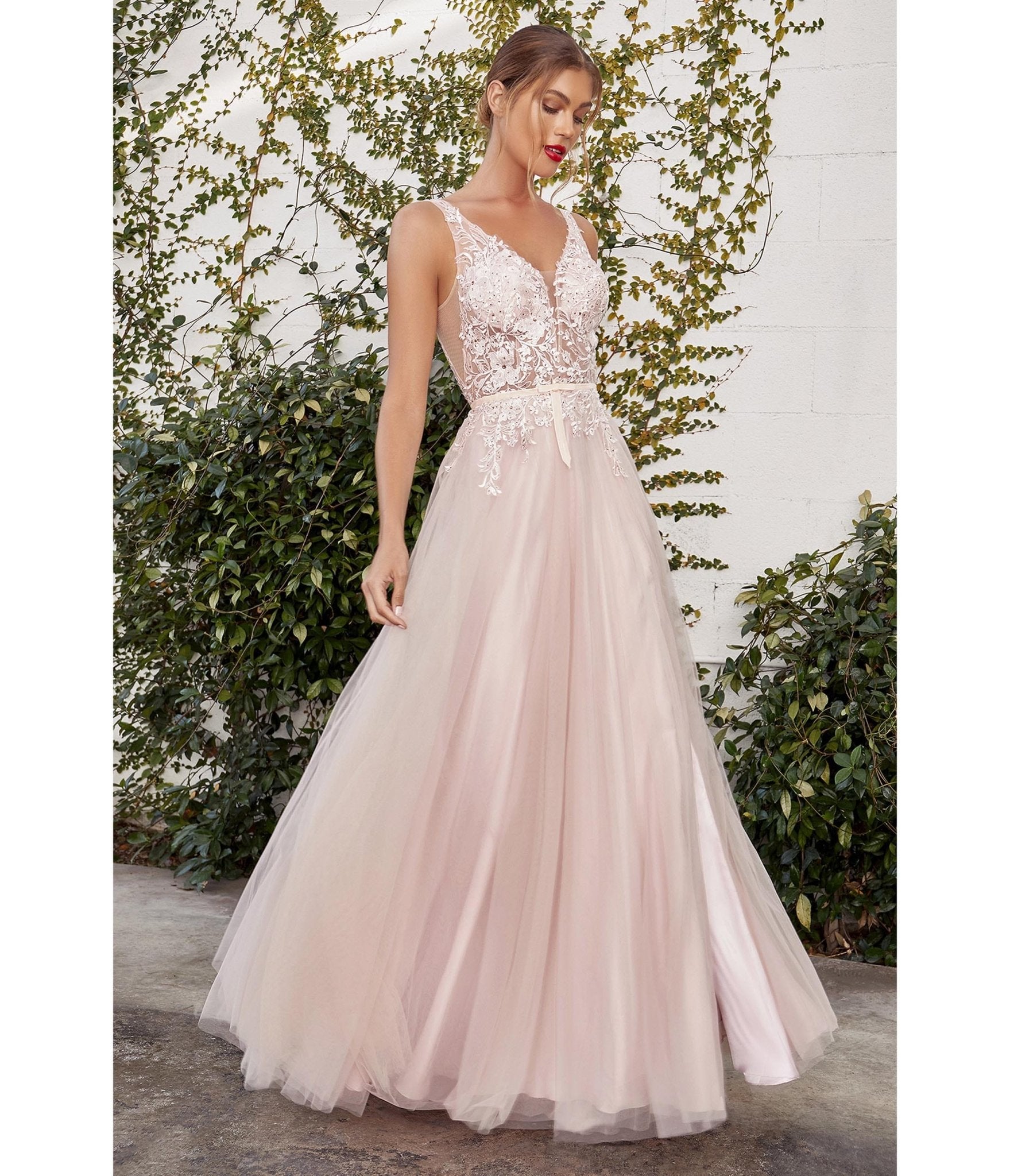 

Cinderella Divine Blush Lace Tulle Bridesmaid Gown