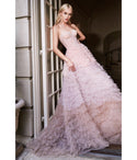 A-line Strapless Floor Length Sweetheart Corset Waistline Beaded Lace-Up Sheer Dress With Ruffles