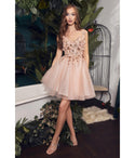 Sweetheart Short Floral Print Glittering Tulle Homecoming Dress by Cinderella Divine Moto
