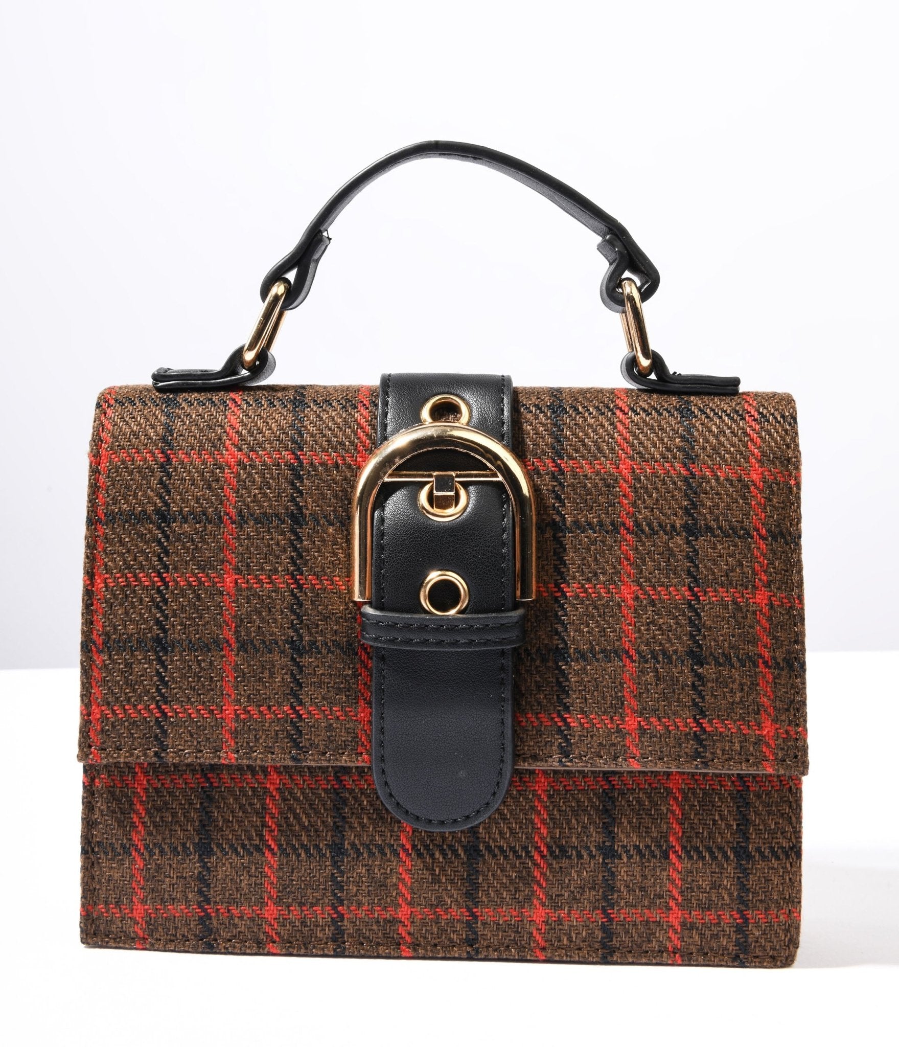 

Brown Plaid Crossbody Handbag