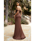 Off the Shoulder Satin Sweetheart Floor Length Ruched Draped Slit Fitted Bridesmaid Dress