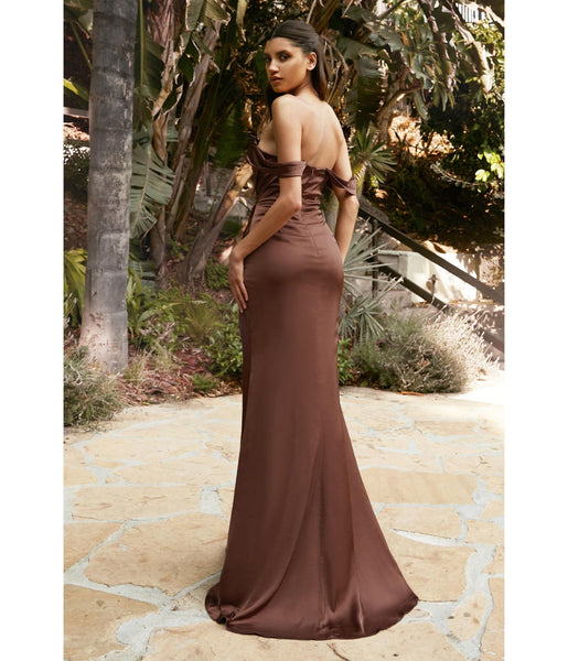 Sweetheart Satin Off the Shoulder Floor Length Fitted Ruched Slit Draped Bridesmaid Dress