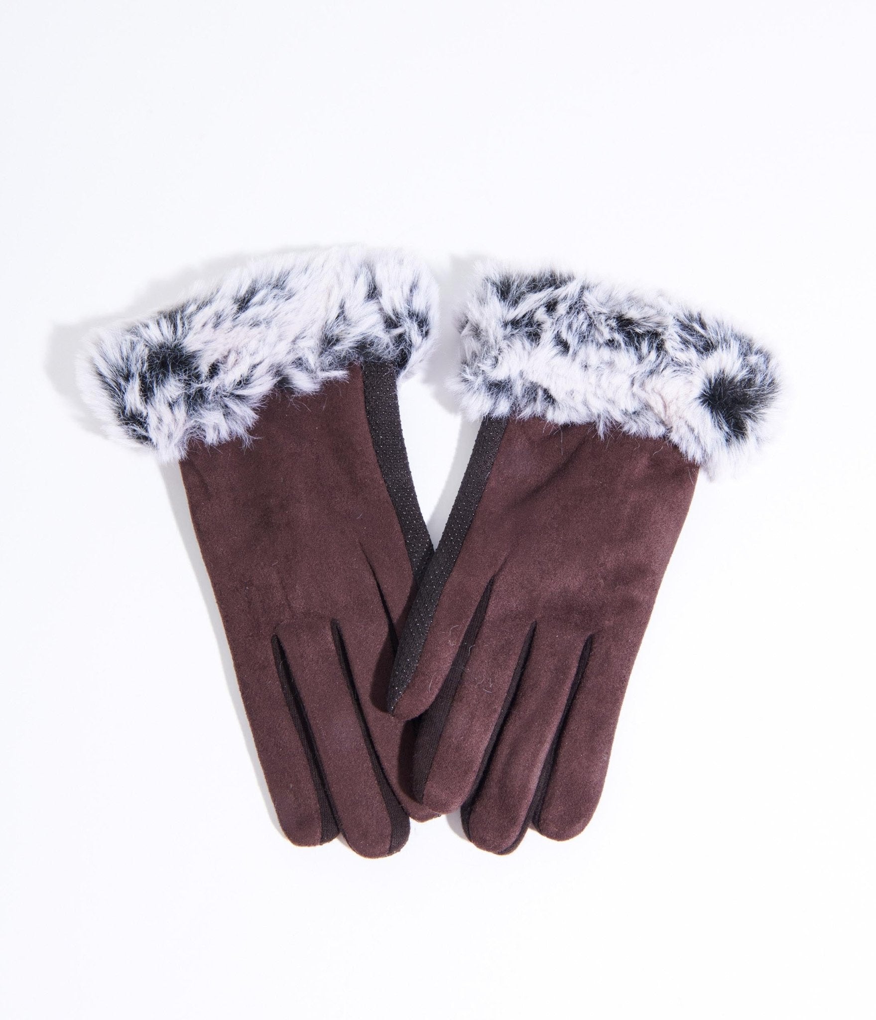 

Brown Suede & Grey Faux Fur Gloves