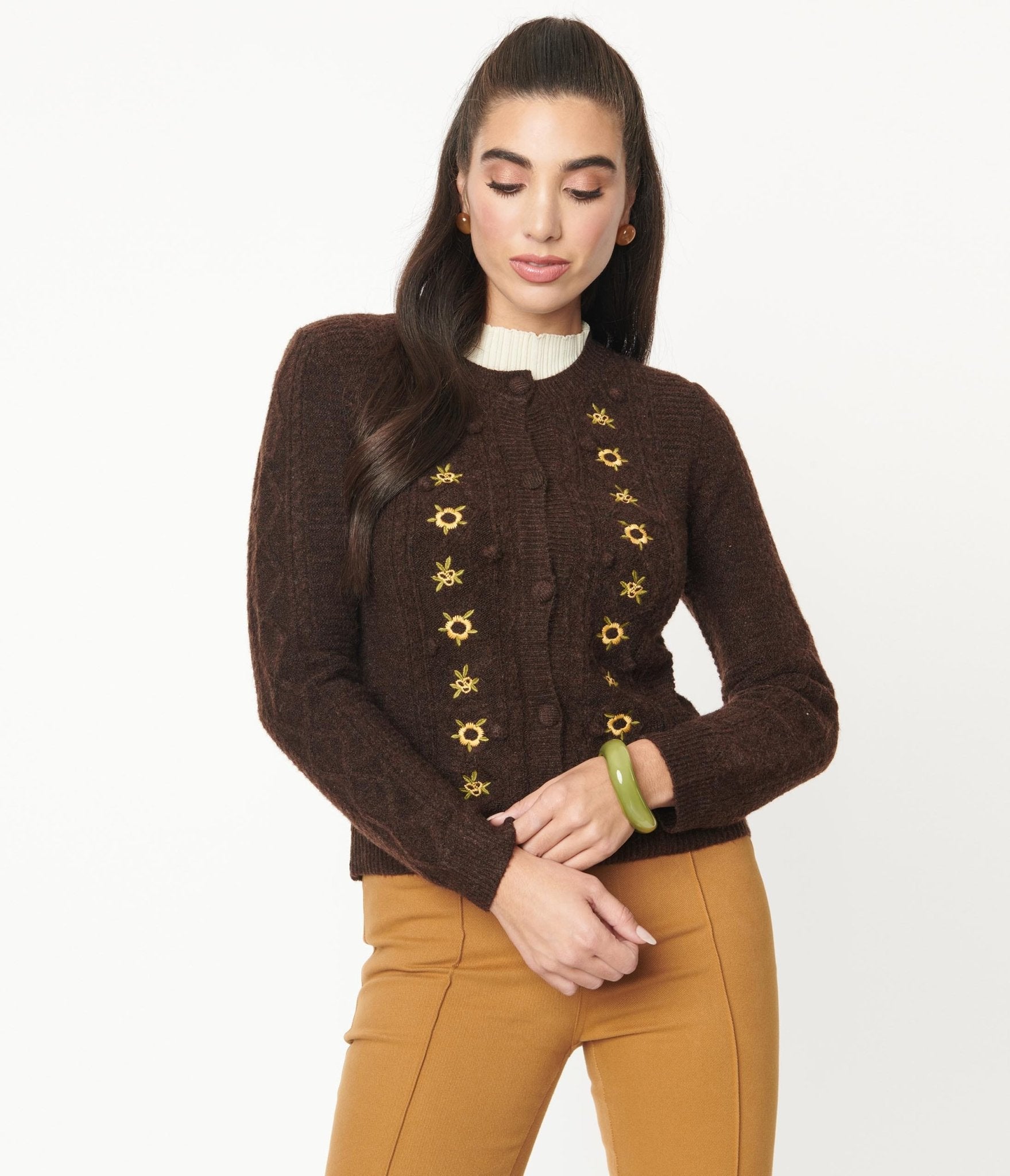 

Brown & Sunflowers Cardigan